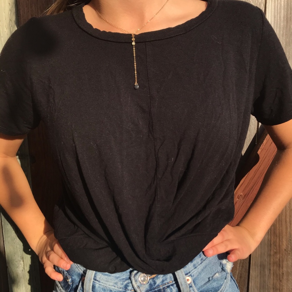 Black tie-knot shirt